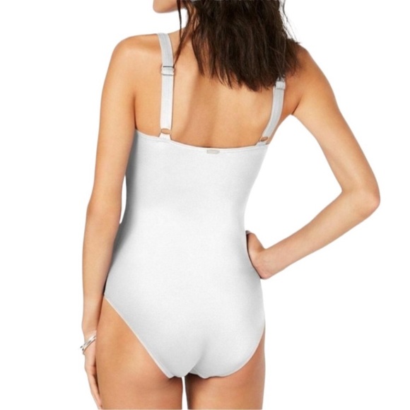 Calvin Klein Starburst One-Piece Swimsuit WHITE - Picture 3 of 6